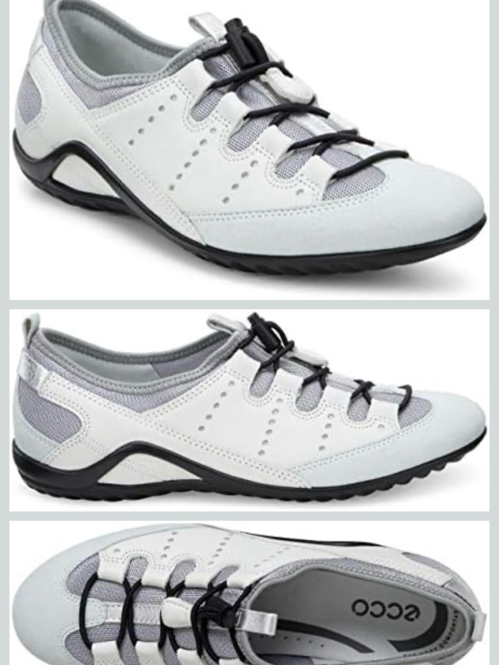 ECCO Toggle White Gray Dressy Suede & Leather Sneakers Bone Shoes Womens Size 39